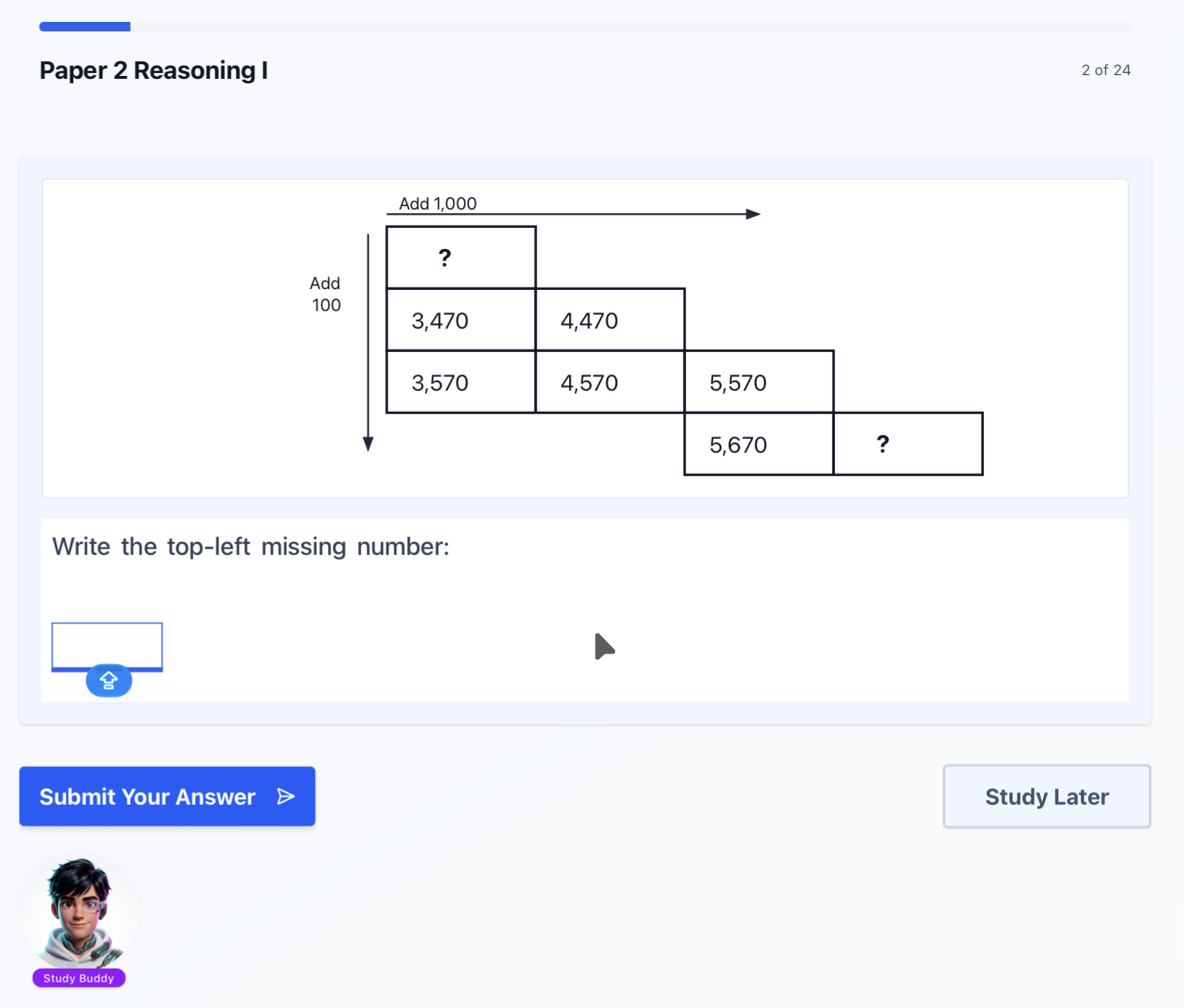 Screenshot of a yearsixlearning SAT mock exam question