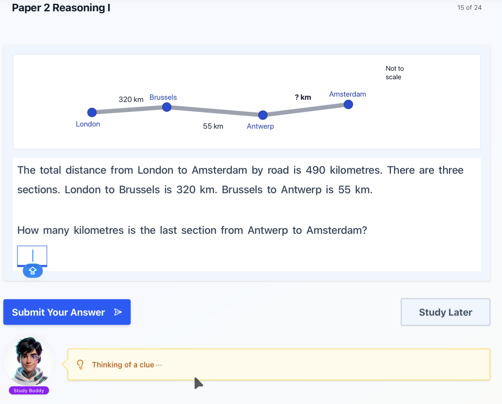 Screenshot of a yearsixlearning SAT mock exam question