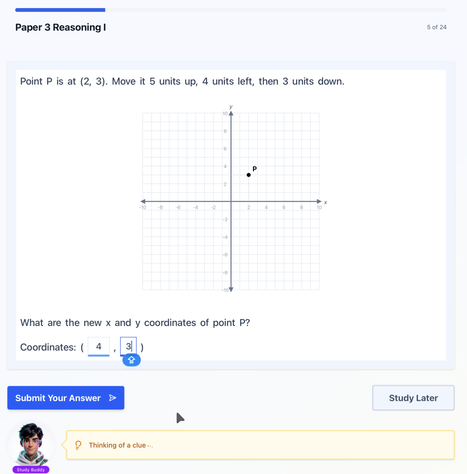 Screenshot of a yearsixlearning SAT mock exam question